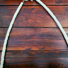 Long Blue Disk Turquoise Necklace - 26 inch - Cowhide and Conchos