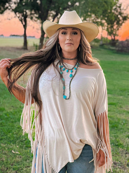 Long Faux Turquoise Nugget and Sterling Pearl Statement Necklace - 48 inch - Cowhide and Conchos