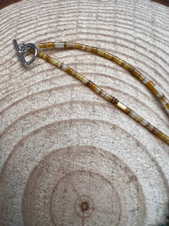 Long green chip turquoise with Orange Spiny Oyster necklace - 28 inch - Cowhide and Conchos