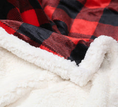 Lumberjack Plaid Plush Fur Sherpa Borrego Fleece Throw Blanket - Cowhide and Conchos