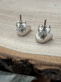 Lynette Johnson Inlay Turquoise and Sterling Silver Post Earrings - Cowhide and Conchos