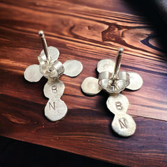 Michael Gchachu Turquoise & Sterling Silver Earrings - Cowhide and Conchos