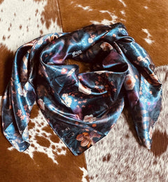 Midnight Floral Wild Rag - Cowhide and Conchos
