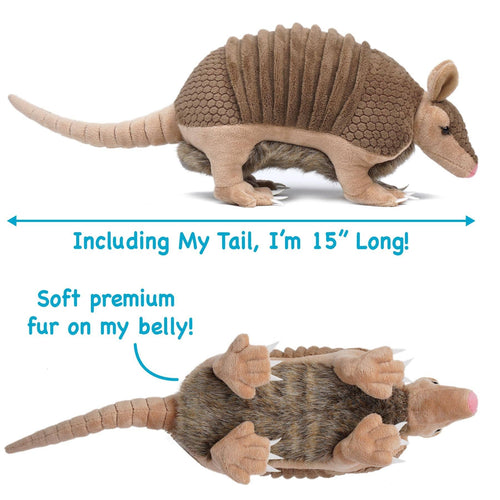 Mike The Armadillo - 10 Inch Stuffed Animal Plush - Cowhide and Conchos