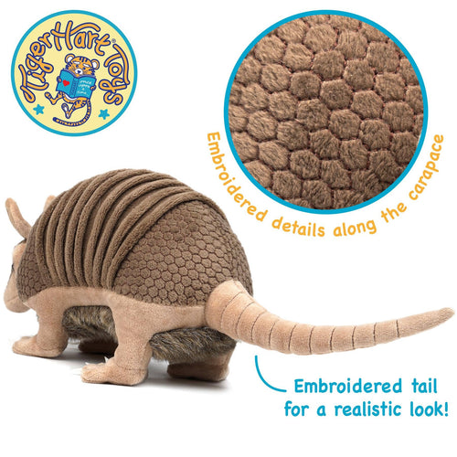 Mike The Armadillo - 10 Inch Stuffed Animal Plush - Cowhide and Conchos