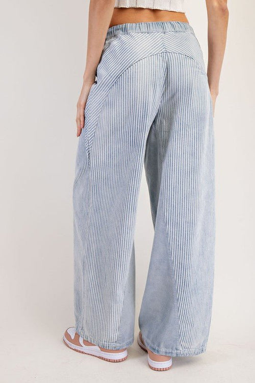 Mineral Washed Striped Drawstring Pants - Cowhide and Conchos