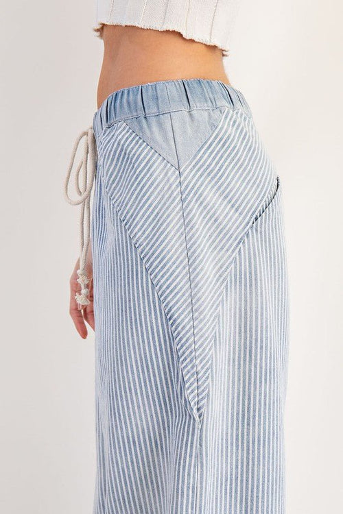 Mineral Washed Striped Drawstring Pants - Cowhide and Conchos
