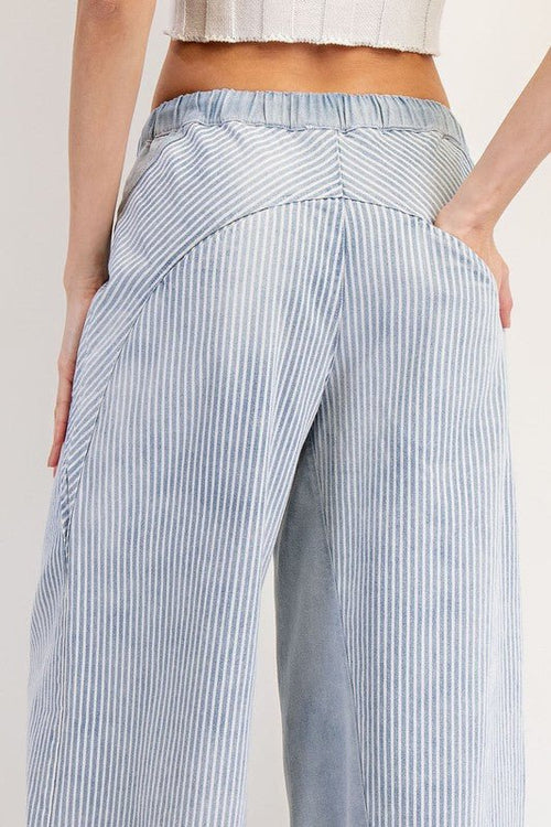 Mineral Washed Striped Drawstring Pants - Cowhide and Conchos