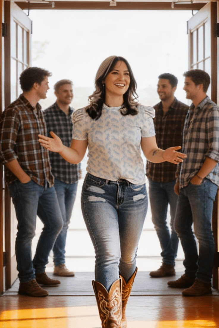 Mint Horse Print Puff Sleeve Western Ribbed Top - Cowhide and Conchos