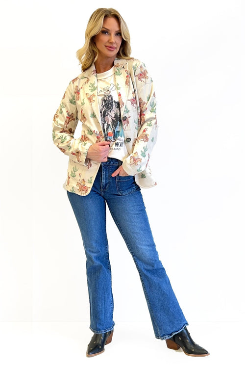 Mohave Dessert Faux Suede Blazer - Cowhide and Conchos