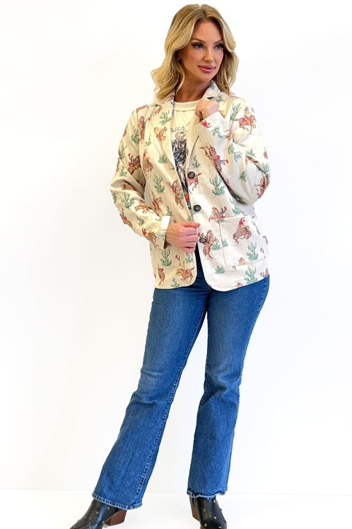 Mohave Dessert Faux Suede Blazer - Cowhide and Conchos