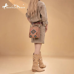 Montana West Aztec Collection Crossbody - Cowhide and Conchos