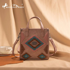 Montana West Aztec Collection Crossbody - Cowhide and Conchos