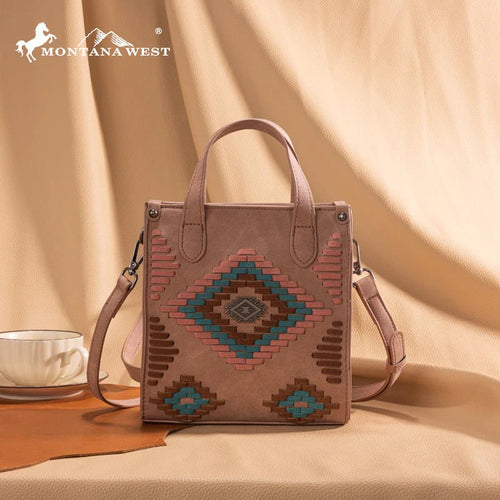 Montana West Aztec Collection Crossbody - Cowhide and Conchos