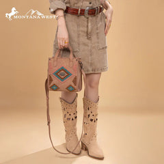 Montana West Aztec Collection Crossbody - Cowhide and Conchos