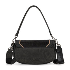 Montana West Cowhide Mini Shoulder Bag - Black - Cowhide and Conchos