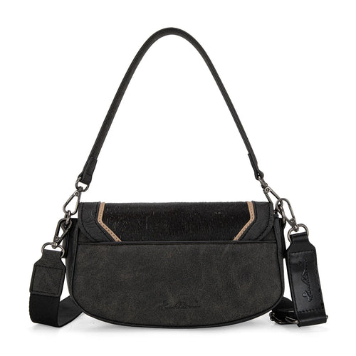 Montana West Cowhide Mini Shoulder Bag - Black - Cowhide and Conchos