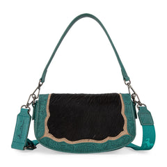 Montana West Cowhide Mini Shoulder Bag - Turquoise - Cowhide and Conchos