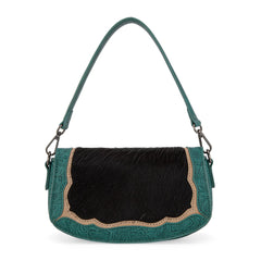 Montana West Cowhide Mini Shoulder Bag - Turquoise - Cowhide and Conchos