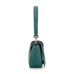 Montana West Cowhide Mini Shoulder Bag - Turquoise - Cowhide and Conchos
