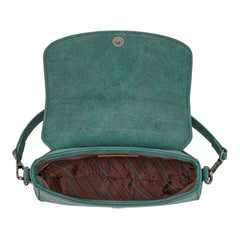Montana West Cowhide Mini Shoulder Bag - Turquoise - Cowhide and Conchos