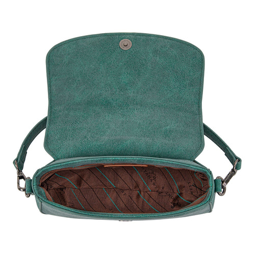 Montana West Cowhide Mini Shoulder Bag - Turquoise - Cowhide and Conchos
