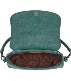 Montana West Cowhide Mini Shoulder Bag - Turquoise - Cowhide and Conchos