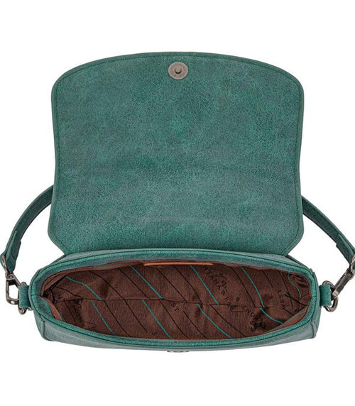 Montana West Cowhide Mini Shoulder Bag - Turquoise - Cowhide and Conchos