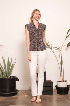 Multi Dot Print Sleeveless Button Down Blouse - Cowhide and Conchos