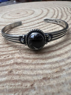 Native made White Buffalo & Sterling Silver Bracelet - Cowhide and Conchos