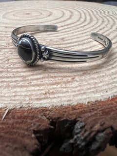 Native made White Buffalo & Sterling Silver Bracelet - Cowhide and Conchos