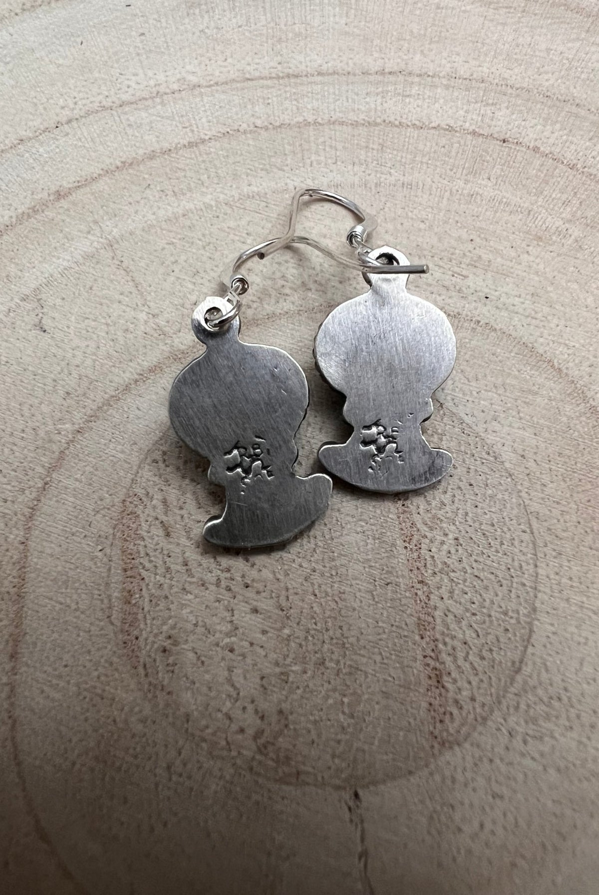 Navajo Handmade Kingman Turquoise Earrings by Sharon McCarthy - Cowhide and Conchos