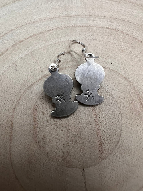 Navajo Handmade Kingman Turquoise Earrings by Sharon McCarthy - Cowhide and Conchos