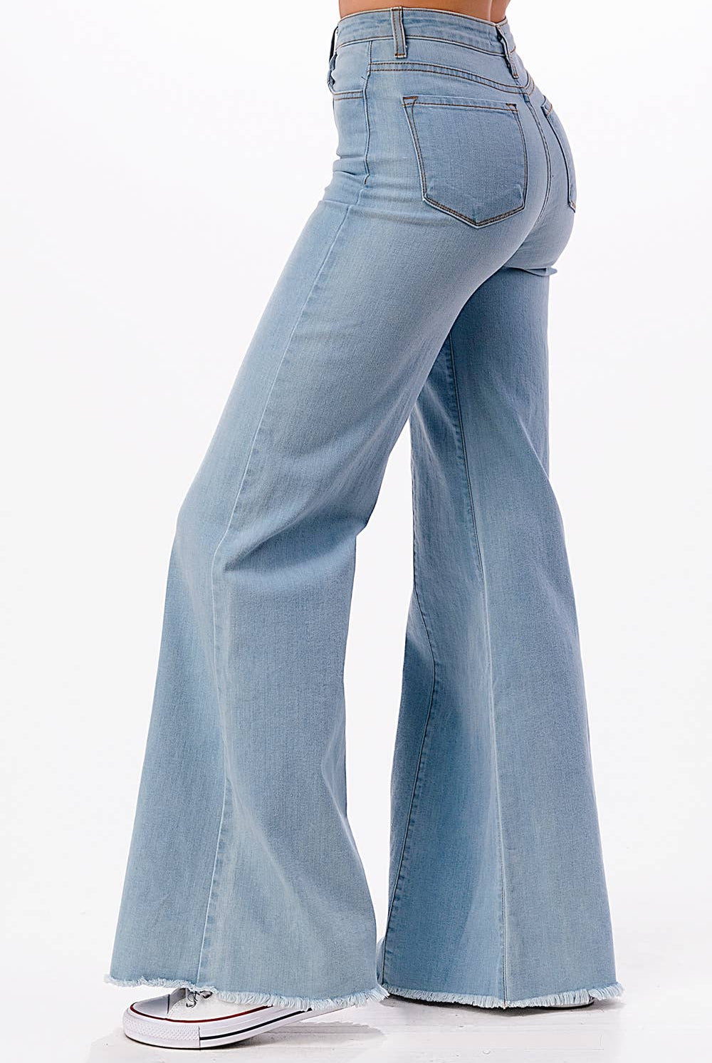 O2 Front Seam Wide Leg Denim Jeans - Light Wash - Cowhide and Conchos