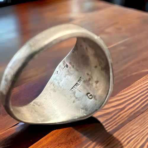 Old Pawn Onyx Ring - Cowhide and Conchos