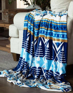 Open Sky Light Plush Throw - Cowhide and Conchos