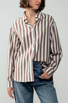 Outlaw Button Down Collared Shirt - Brown and Olive colors - Cowhide and Conchos