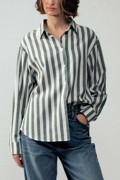 Outlaw Button Down Collared Shirt - Brown and Olive colors - Cowhide and Conchos