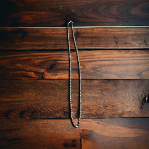 Oxidized 18 inch Sterling rope chain - 1 mm thick - Cowhide and Conchos