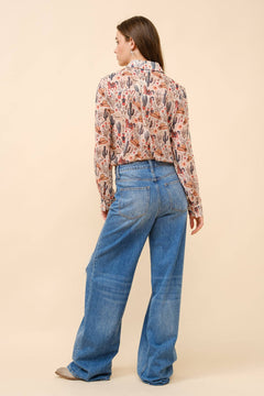 Painted Desert Chiffon Button Up Blouse - small remaining - Cowhide and Conchos