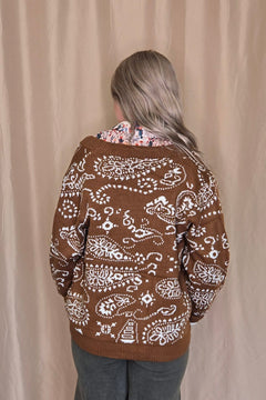 Paisley Cardigan - Cowhide and Conchos