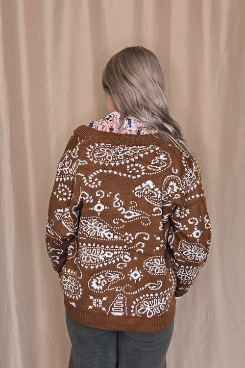 Paisley Cardigan - Cowhide and Conchos