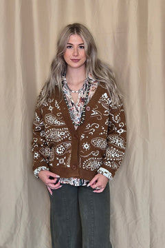 Paisley Cardigan - Cowhide and Conchos