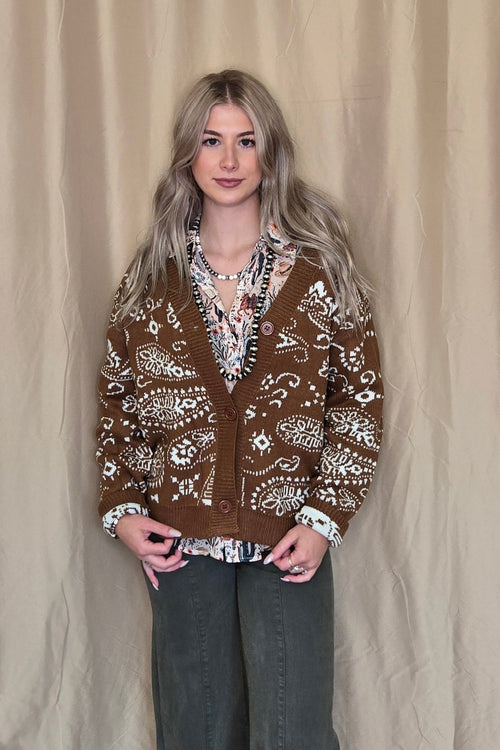 Paisley Cardigan - Cowhide and Conchos