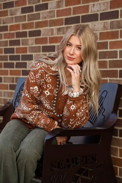 Paisley Cardigan - Cowhide and Conchos