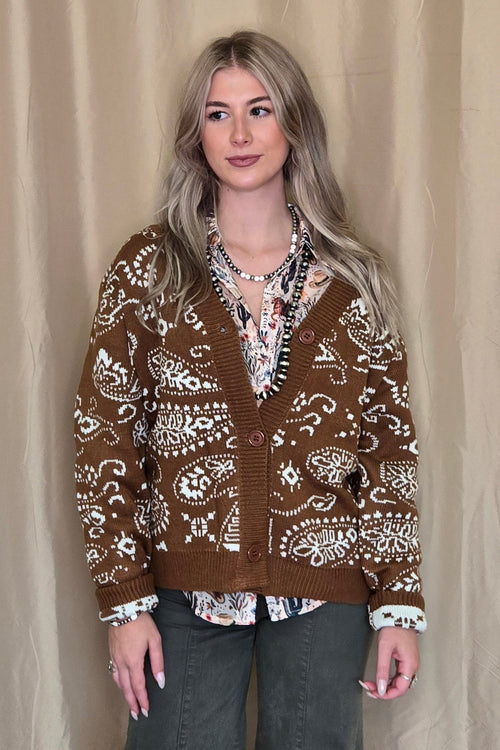 Paisley Cardigan - Cowhide and Conchos
