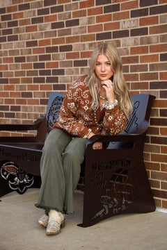 Paisley Cardigan - Cowhide and Conchos