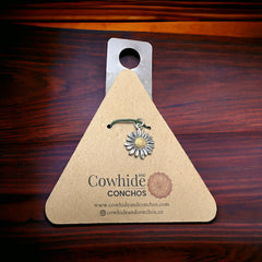 Petite sterling daisy with bronze charm/pendant - Cowhide and Conchos