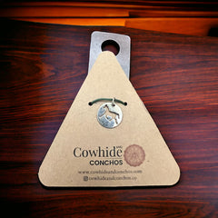 Petite Sterling Horse Charm/Pendant - Cowhide and Conchos