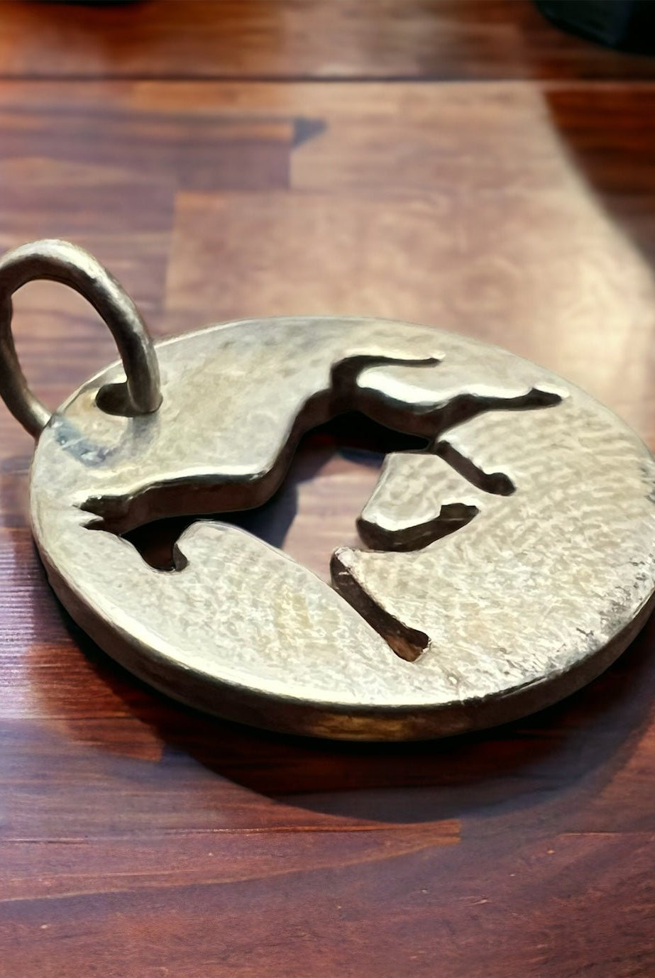 Petite Sterling Horse Charm/Pendant - Cowhide and Conchos